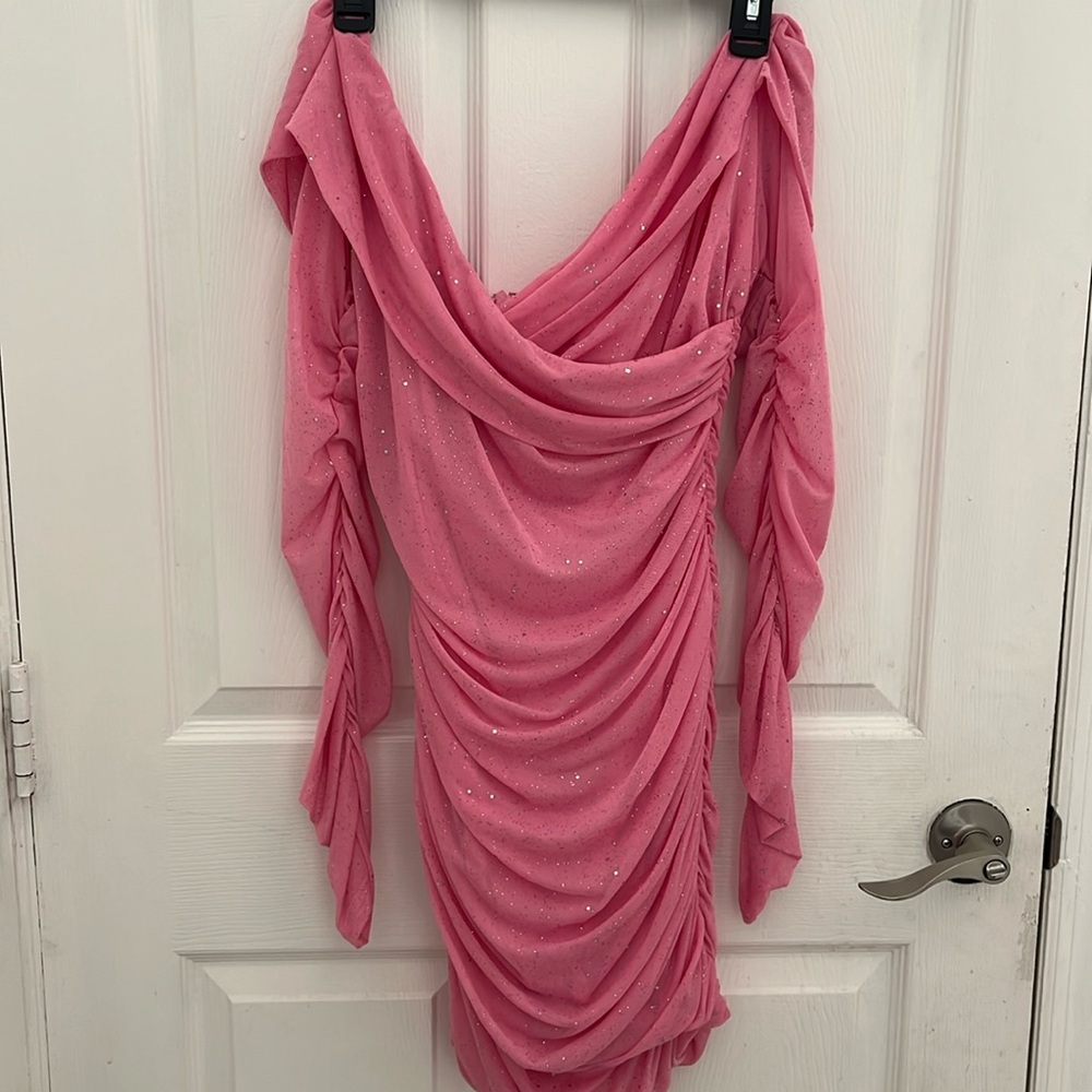 Barbie pink and silver speckle dress - size XL stretch